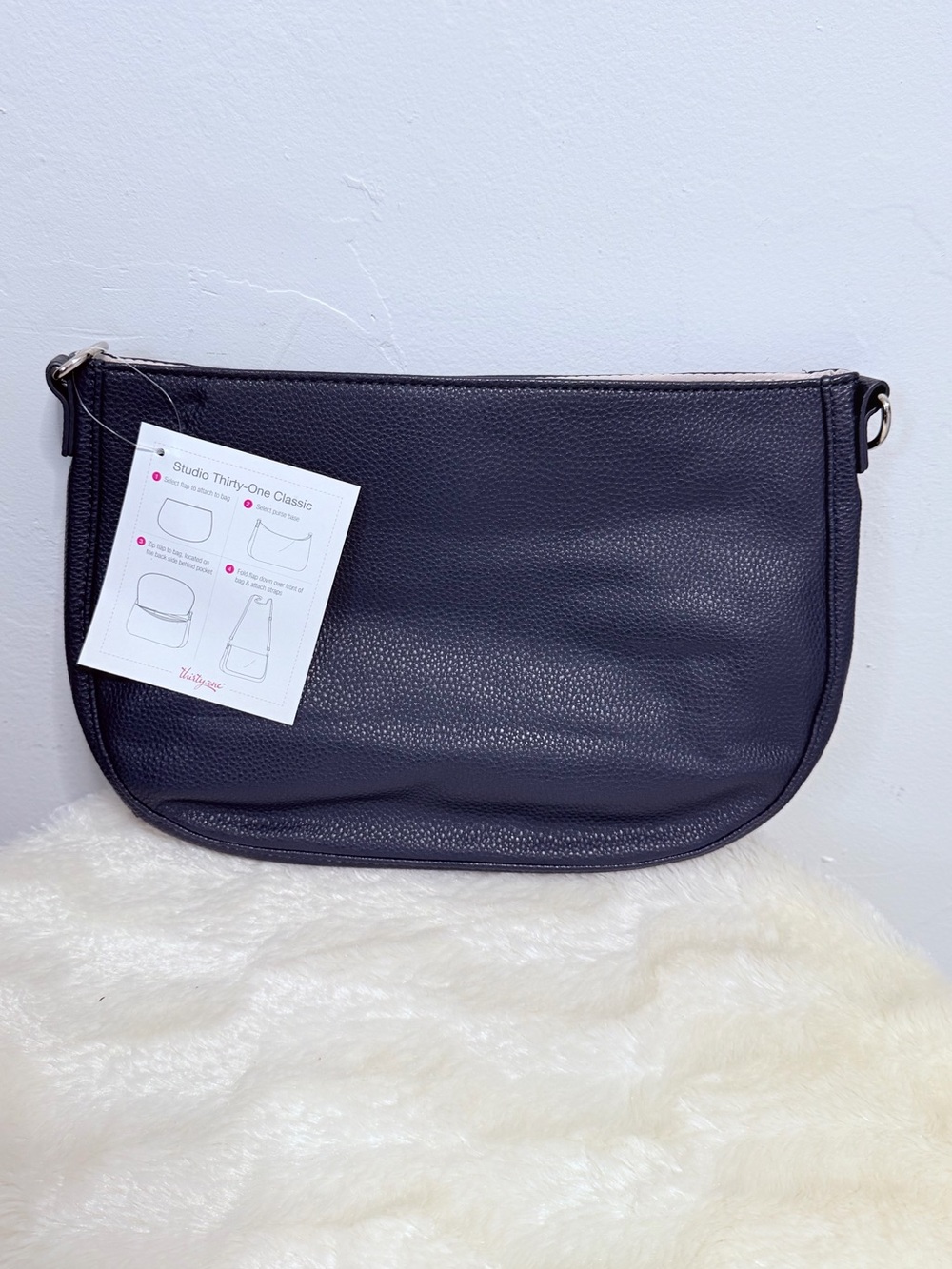 Thirty-One Navy Pebbled Crossbody Bag new with tags!